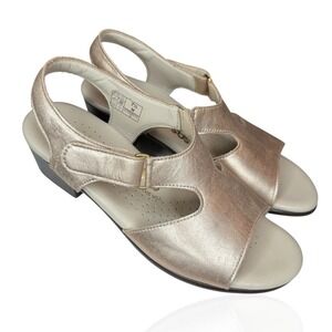 SAS Shoes Size 7.5 M Suntimer Leather Sandals Open Toe Tripad Heeled Made In USA
